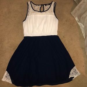 White and Navy Blue Sun Dress